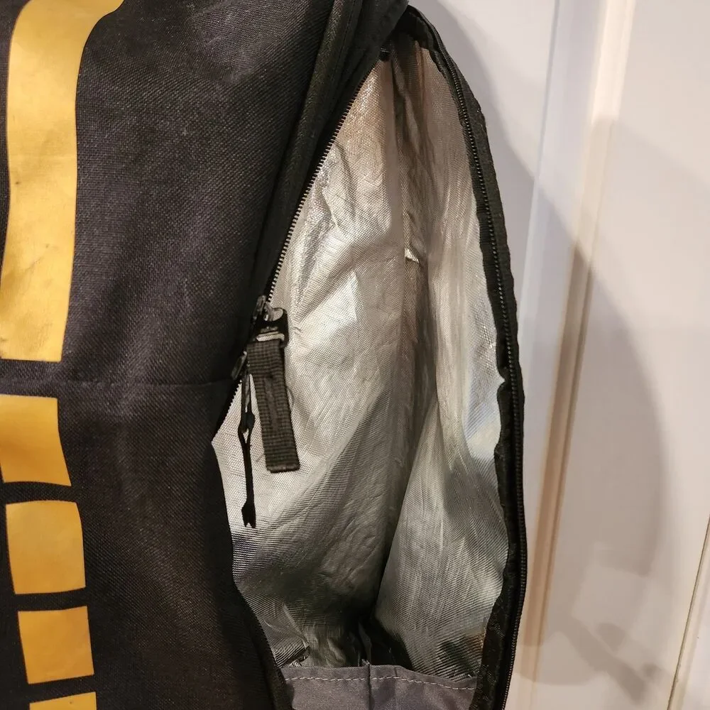 Nike Backpack Hoops Elite Pro Black Gold Basketball Travel Gym Bag Foil Lined
